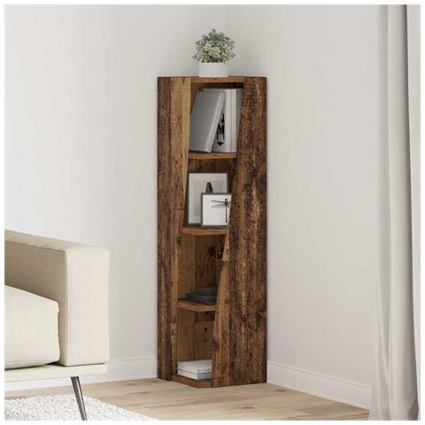 Mobile angolare Bianco 27,5x27x102cm Legno multistrato - Foto 2