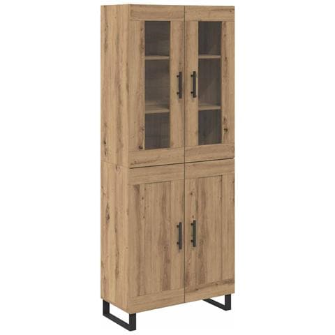 Credenza 2 pcs Rovere artigianale Legno Stratificato e Vetro - Foto 1