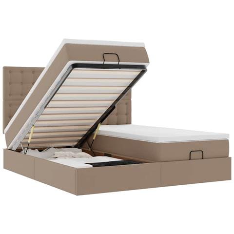 Pouf Letto con Materassi e LED Cappuccino 180x200cm Similpelle - Foto 1
