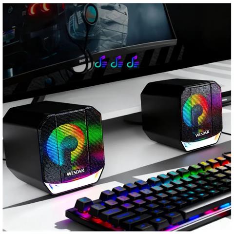 Casse Pc Stereo Rgb Usb Altoparlanti 66mm Audio Potente Per Computer E Laptop - Foto 3