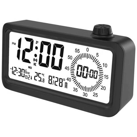 Sveglia Smart Ricaricabile Con Lcd, Luce Notturna E Timer Countdown Black - Foto 1