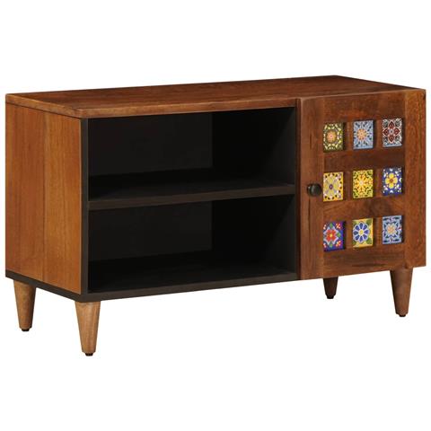 Mobile TV Noce 80 x 33 x 46 cm Legno di mango massello - Foto 1