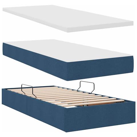 Letto con contenitore e LED con led Blu 90 x 200 cm Tessuto - Foto 9