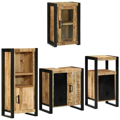 Set di mobili per il bagno 4 pcs Legno di Mango Massello - Foto 1