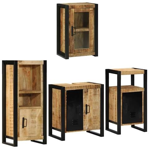 Set di mobili per il bagno 4 pcs Legno di Mango Massello - Foto 2