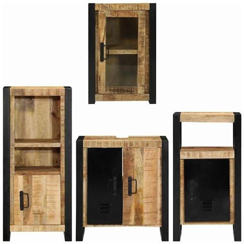 Set di mobili per il bagno 4 pcs Legno di Mango Massello - Foto 9