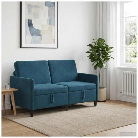 Divano con Storage Blu 152 x 78 x 87 cm Poliestere - Foto 2