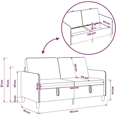 Divano con Storage Blu 152 x 78 x 87 cm Poliestere - Foto 7