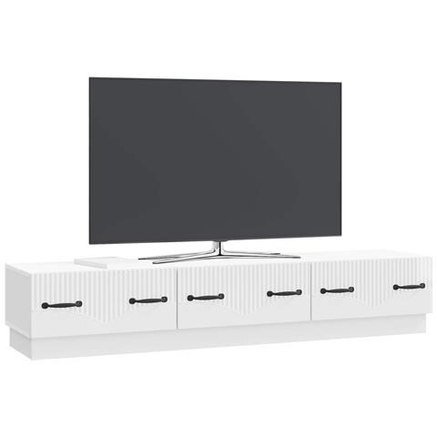 Mobile TV Bianco Lucido 147 x 34,5 x 27 cm Legno ingegnerizzato - Foto 2