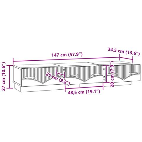 Mobile TV Bianco Lucido 147 x 34,5 x 27 cm Legno ingegnerizzato - Foto 9