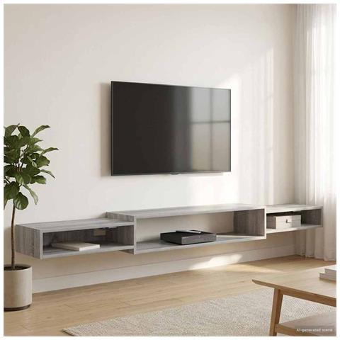 Mobile TV da Parete A parete Sonoma grigio 220 x 28 x 21 cm - Foto 2