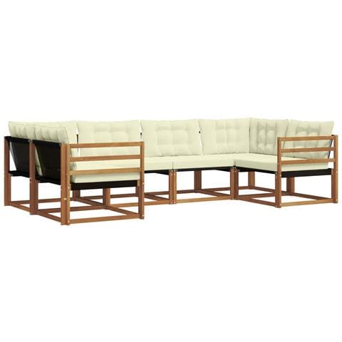 Set di divani da esterno con cuscino 6 pcs Naturale e Crema - Foto 1