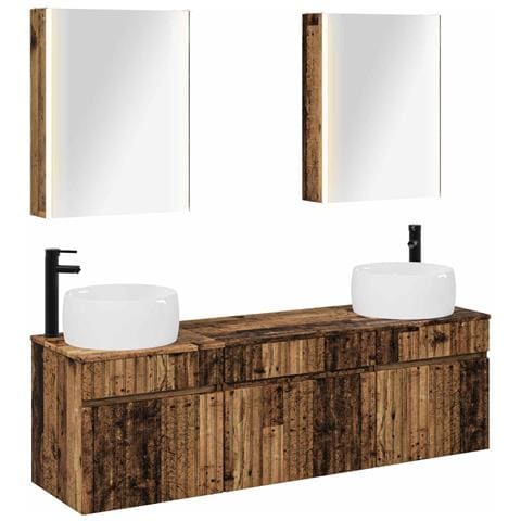 Set di Armadi da Bagno 5 pcs Legno antico 53 x 15,5 x 70 cm - Foto 1