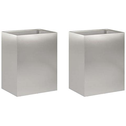 Vaso da giardino 2 pz Argento 40 x 30 x 40 cm Acciaio Inox - Foto 1