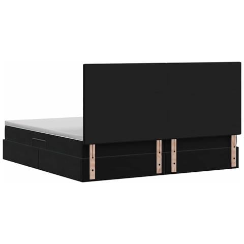 Letto con contenitore e materasso Nero 200 x 200 cm Velluto - Foto 9