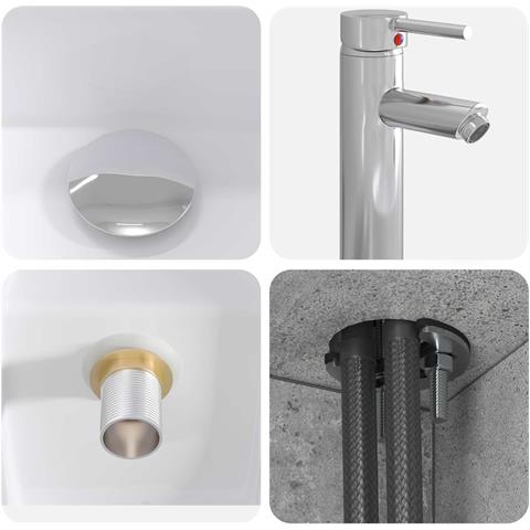 Set di mobili per il bagno 2 pz Grigio Cemento - Foto 2