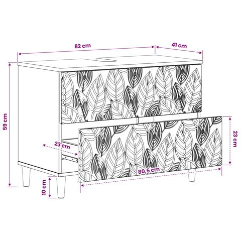 Armadio per Lavabo da Bagno DELFT Legno antico 82 x 41 x 59 cm - Foto 9