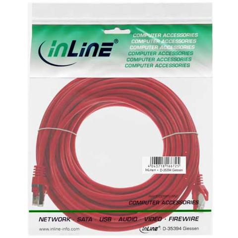 In line cavo patch per rete dati lan cat. 5e, 2x rj45, schermatura futp, colore rosso, 7m - Foto 2
