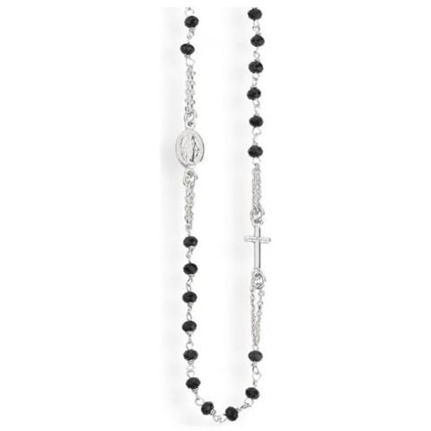 Collana In Argento 925 - Collezione Rosari - Colore Rodio - Misura Unica Rosario Girocollo Cristalli Neri - Foto 3