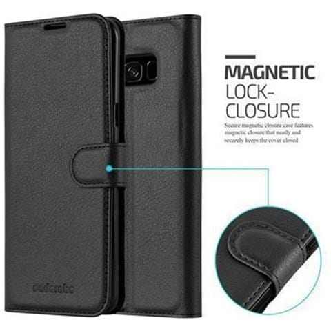 Custodia Compatibile Con Samsung Galaxy S8 In Nero Carbone - Coperchio Protettiva Con Chiusura Magnetica, Funzione Stand E Tasca Per Le Carte - Foto 2