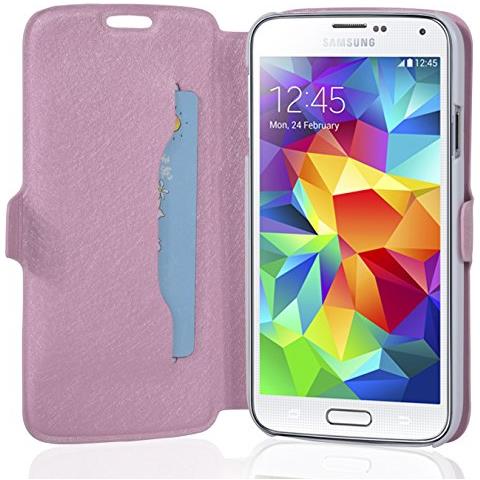 CADORABO - Custodia Book Style Slim Line Per \u003e Samsung Galaxy S5 / S5 Neo \u003c  Con Supporto Funzione E Vani Di Carte - Etui Case Cover Involucro Bumper In  Icy-rose - ePRICE