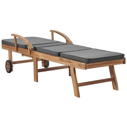 Lettini Prendisole con Cuscini 2 pz Legno di Teak Grigio Scuro - Foto 8