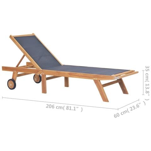 Lettini Pieghevoli con Ruote 2 pz in Massello di Teak Textilene - Foto 10