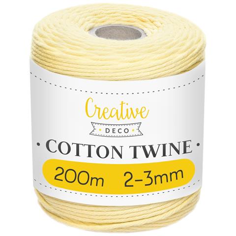 200m Corda Macrame Giallo Pastello | Spago Di Cotone-poliestere | 656 Piedi | Spessore 2-3mm | Grande Corda Spessa Forte | Perfetta Per Avvolgere I Regali, Progetti Fai Da Te Artigianato - Foto 1