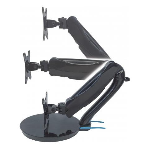 Standfuß mit flexiblem Monitorarm (für einen Monitor - Freistehende Tischhalterung - per Gasdruckfeder verstellbar - 13" bis 27" - enthält zwei USB 3.0-Ports) 461429 schwarz - Foto 6