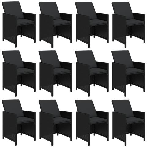Set Da Pranzo Per Giardino 13 Pz Con Cuscini In Polyrattan Nero - Foto 9