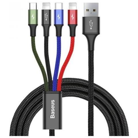 Cavo 4-in-1 Da Usb-c/2 Lightning/micro-usb A Usb-a A Ricarica Rapida 3,5a 1,2m, Nero - Foto 1