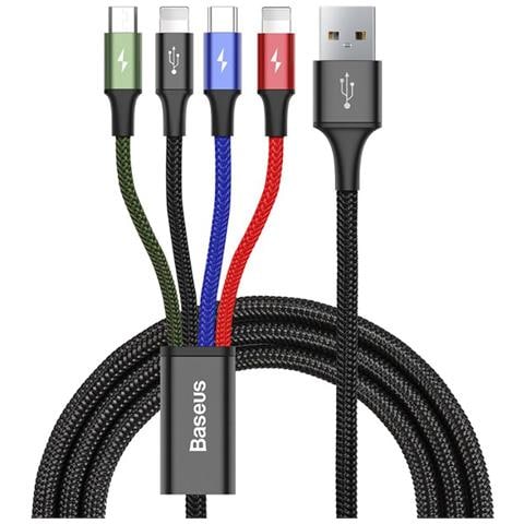 Cavo 4-in-1 Da Usb-c/2 Lightning/micro-usb A Usb-a A Ricarica Rapida 3,5a 1,2m, Nero - Foto 2
