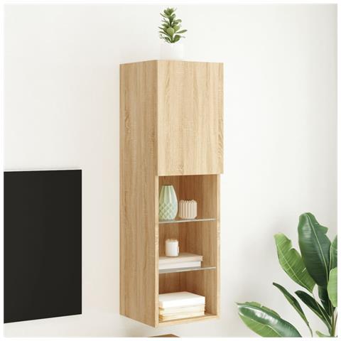 Mobile Tv Con Luci Led Rovere Sonoma 30,5x30x102 Cm - Foto 1