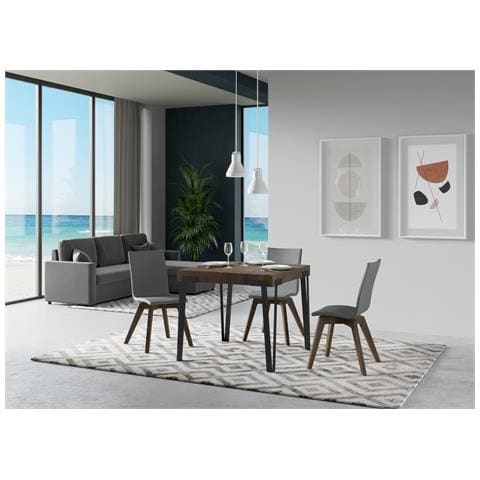 Tavolo Allungabile 90x90/246 Cm Rio Telaio Antracite - Noce - Foto 5