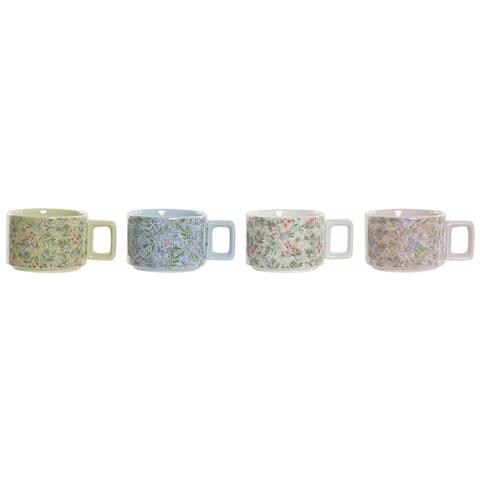 Set Di Tazze Da Caffè Dkd Home Decor Azzurro Rosa Metallo Verde 260 Ml Dolomite (4 Pezzi) - Foto 1
