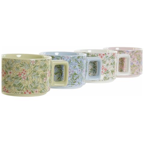 Set Di Tazze Da Caffè Dkd Home Decor Azzurro Rosa Metallo Verde 260 Ml Dolomite (4 Pezzi) - Foto 3