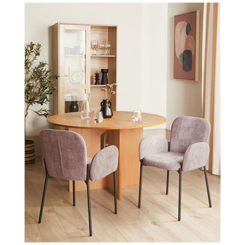 Set Di 2 Sedie Da Pranzo Tessuto Rosa Albee - Foto 1