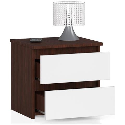 Comodino CL2, 2 cassetti, 40x35x40 cm, Weng? e Bianco - Foto 2