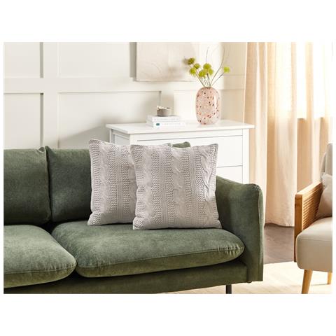 Set Di 2 Cuscini Constylis Cotone 45 X 45 Cm Tortora Tinta Unita - Foto 1