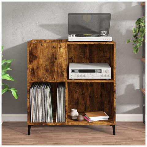 Mobile Porta Dischi Rovere Fumo 84,5x38x89 Cm Legno Multistrato - Foto 3