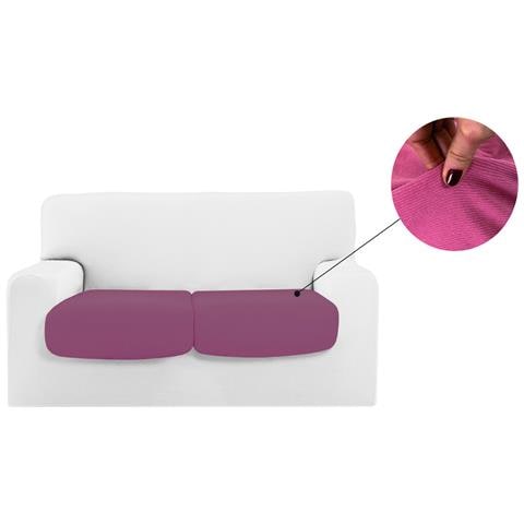 Copridivano Copriseduta Sofà Elasticizzato Tinta Unita Smile Tessuto Millerighe Seduta 2 Posti Rosa Antico - Foto 1