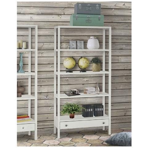 Libreria Laccata Bianca Con Cassetto 90x32x180 - Foto 1