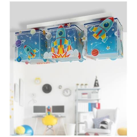 Plafoniera Per Bambini 3 Luces Infantil Rocket Razzo - Foto 1