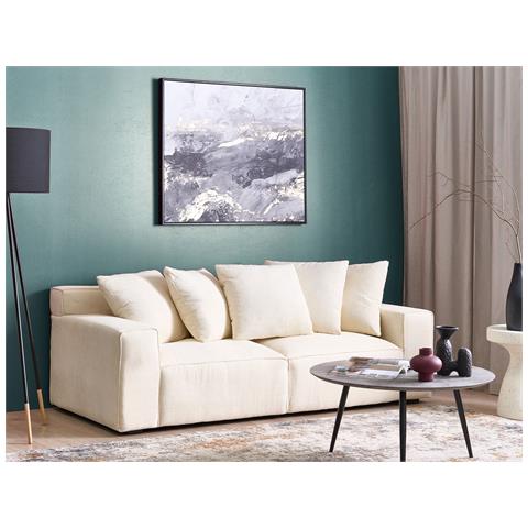 Divano 3 Posti Viskan Velluto A Coste Beige Chiaro - Foto 1