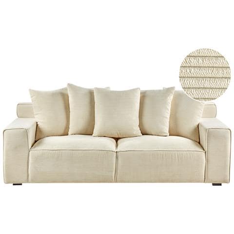 Divano 3 Posti Viskan Velluto A Coste Beige Chiaro - Foto 2