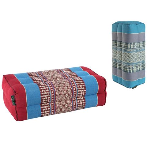 Standard - Set Di 2 Cuscini Standard Zafu Yoga E Meditazione - Kapok 100% Naturale Ad Alta Densità - Comfort E Fermezza - Stabilità Del Sedile - Turchese / Blu Bordeaux - Foto 1