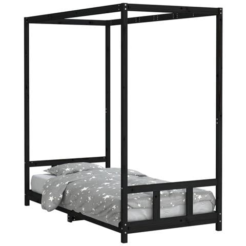 Giroletto per Bambini Nero 90x190 cm in Legno Massello di Pino - Foto 2