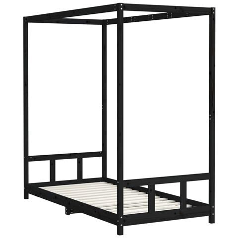 Giroletto per Bambini Nero 90x190 cm in Legno Massello di Pino - Foto 3