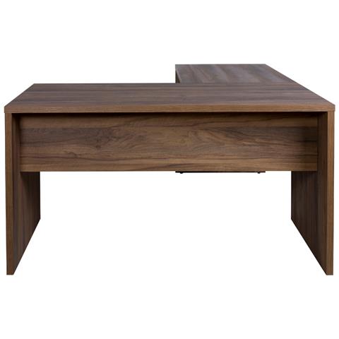 Scrivania Ufficio Angolare Pc Tavolo Ergonomico In Legno Ampio Ripiano Per Computer, Scrittoio - Rovere Noce Cm 160/178x68x74 - Foto 8