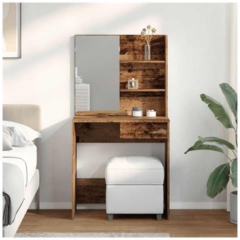 Toeletta Con Specchio Legno Vecchio 74,5x40x141 Cm - Foto 3
